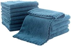 12 Pack Baby Washcloths - Extra Absorbent and Soft Wash Clothes for Newborns, Infants and Toddlers - Suitable for Baby Skin and New Born - Microfiber Coral Fleece 12x12 Inches, Ocean Aquamarine