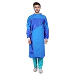 Proexamine Surgicals Cotton Reusable Ortho Surgeon Gown with Impervious Material and with Set of Face Mask and Cap | Blue (Pack of 10)