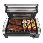 Hamilton Beach Electric Indoor Searing Grill Removable Easy-To-Clean Nonstick Plate, 6-Serving, Extra-Large Drip Tray, Stainless Steel (25360)