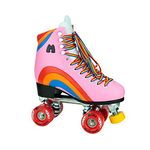 Moxi Rainbow Rider Beginner Quad Roller Skates - Recreational Outdoor High Top Roller Skates in Multiple Colours for All Ages (Pink Heart, UK 4)