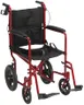 Drive Medical Lightweight Expedition Folding Transport Wheelchair - Ultra Lightweight Mobility Support for Seniors & Adults - Strong Aluminum Frame - Hand Brakes - Compact Folding Travel Chair - Red
