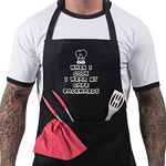 Funny BBQ Apron Novelty Aprons Cooking Gifts for Men When I Cook I Wear My Ca.