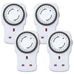 24 Hour Mechanical Timer Plug Socket UK, G-Homa Energy Saving Plug-in Segment Timer Switch with Programmable Time Controller for Indoor Lights, Lamps and Home Appliances, CE Listed (4 Pack)