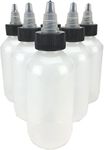 Hobbyland Squeeze Bottles, LDPE Plastic Bottles, Natural Boston Round Bottles, Black and Natural Twist Caps (4oz, 24/410 Neck, 6 Bottles)