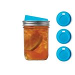 Jarware Silicone Drink Lids, Wide Mouth Drink Lids For Mason Jars, Set of 4, Blue