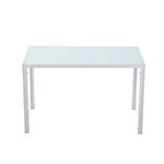 HomeBelongs Modern Dining Room Table - Ideal for Small Spaces - Rectangular Kitchen Dining Set for Dinette and Breakroom - Stylish Design with Tempered Glass Top - Perfect for Leisure (White)