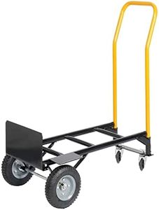 Hand Truck Foldable Folding Cart, Dual Purpose 2 Wheels Dolly Cart and 4 Wheels Pushcart Hold up to 330lb Capacity Heavy Duty Platform Cart for Moving, Warehouse, Garden, Grocery - Yellow