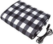 TOHMR Car Electric Blanket 12V Fleece Electric Heated Travel Blanket for Car and RV-Great for Cold Weather (Grey/White)