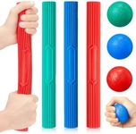 Silipull 3 Pcs Twist Hand Exerciser Bars With 3 Hand Exercise Balls Fitness Resistance Bars for Physical Therapy Flexible Elbow Stress Balls Relieve Tendonitis Pain and Improve Grip Strength