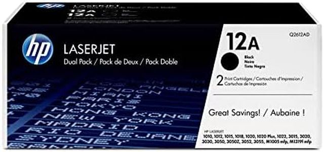 HP 12A Q2612AD, Multipack da 2 Toner Originali HP da 2000 Pagine, Compatibile con le Stampanti HP LaserJet 1010, 1012, 3015, 3020, 3030, 1020, 1022NW, 3050, M1005mfp, M1319 MFP, 108se, Nero