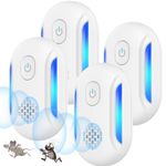 2026 Strongest Pest Repeller plug in, 4PCS Mouse Repellent for Indoor Use, Effective Ultrasonic Pest repeller for Mice, Rats, Spiders, Cockroaches - Radiation Free (Bright White)