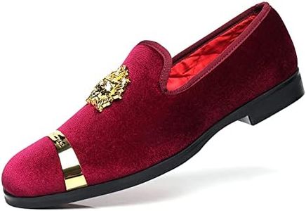 FOEVTRUE Men's Loafers Buckle Gold Copper Fashion Party Wedding Shoes, Fashion Wine, 9.5
