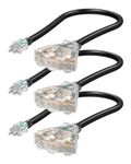 DEWENWILS 2 FT 12/3 Gauge Indoor/Outdoor Tri-Tap Extension Cord Splitter, STW 15 Amp Contractor Grade Heavy Duty Power Cable with LED Lighted Plug, UL Listed, Pack of 3