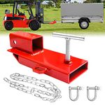 Forklift Trailer Hitch Attachment, EBESTTECH 1 PC 2" Receiver Trailer Towing Adapter with Chain Red