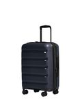 ANTLER - Logo Stripe Hard Shell Cabin Suitcase with Zip Expander, 55 x 22 x 38cm 39L, Lightweight, 4 Spinner Wheels - Carry On Luggage, TSA Lock - Navy Blue