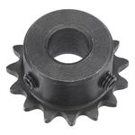 sourcing map 15 Tooth Roller Sprocket B Type, #25 Chain, Single Strand 1/4" Pitch, 10mm Bore Black Oxide C45 Carbon Steel with Set Screws for ISO 04C