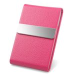 Business Card Holder with Ultra Slim Design, Business Card Case with Premium PU Leather, Suit Pocket Metal Card Holder for Women/Men, Magnetic Closure Quick Access Cards