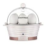 Chefman Electric Egg Cooker Boiler, Rapid Poacher, Food & Vegetable Steamer, Quickly Makes Up to 6, Hard, Medium or Soft Boiled, Poaching/Omelet Tray Included, Ready Signal, BPA-Free, Ivory