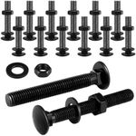 Zonon 12 Sets Carriage Bolt Kit Galvanized Carriage Bolt Set Includes Rust Resistance Bolts Washers and Nuts for Fastening Accessories (Black,1/4 x 1-1/2 Inch)