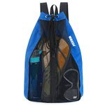 WANDF Swim Bag Mesh Drawstring Backpack Beach Backpack for Swimming, Gym, and Workout Gear(Navy Blue)