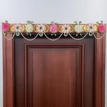 ART BY CHAITASI Stylish Toran for Door | Handmade Thoranam with Durable Golden Base, Pearls, Realistic Artificial Flowers, Satin Fabric and Designer Bangles | Easy Installation Hooks Included (42 in)