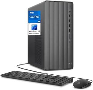 HP Envy Tower Business Desktop Computer, Intel Octa-Core i7-11700 to 4.9GHz, 32GB DDR4 RAM, 1TB PCIe SSD, 802.11AC WiFi, Bluetooth, Keyboard and Mouse, Windows 11 Pro, Tilsiy