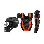 Easton Elite X Baseball Catchers Equipment Box Set | Adult | Black/Orange | 2020 | Large Helmet | Chest Protector w/Commotio Cordis | Leg Guards | NOCSAE Approved All Levels of Play (8065137)