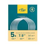 SF Welded Tapered Leader Fly Fishing with Loop Nylon 7.5ft Fishing Leader (5X 6 Pack)