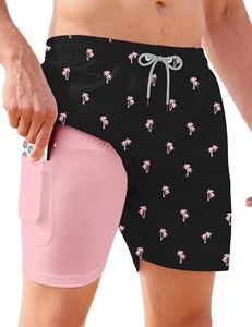 APTRO Men's Swim Trunks with Compression Liner 5 Inch Bathing Suit Beach Swimsuits #C050 2X