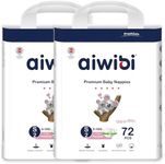 AIWIBI Nappies Size 2 (4-8kg), 144 Count, Series Light Feather Premium Nappy, Ultra-Soft and Absorption, Hypoallergenic and Leak-Proof