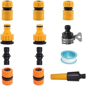 DuDuZui 1/2 Pulgadas Juego de Conectores Rápidos para Manguera de Jardín, Conector Roscado, Tapón de Agua, Conector Macho Doble, Conectores de Reparación, Conector Universal, Boquilla, Cinta