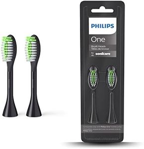 Philips One Lot 2 têtes de brosse à dents électrique, Noir intense (Modèle BH1022/06)