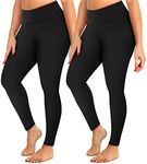 YOLIX 2 Pack Plus Size Leggings with Pockets for Women, High Waisted Tummy Control Soft Black Workout Yoga Pants