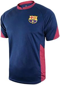 Spanish Primera Liga Barcelona Boys Short Sleeve Game Polyshirt, Navy, Medium