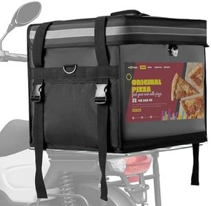 Insulated Food Delivery Bag for E-bikes/Scooters/Motorcycles, Waterproof Delivery Bag with Carrier Rack,Perfect for Catering,Restaurants,Delivery Drivers,Doordash and more,62L - Fit 14'' Pizza box