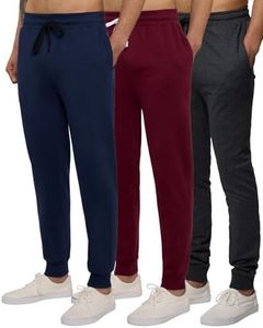 Real Essentials Big & Tall King Size Mens Joggers Sweatpants Fleece Pants Sweat Clothing Pockets Baggy Elastic Cuffed Workout Bottom Athletic Soft Warm Winter Gym Active, Set 4, 3X Tall, Pack of 3