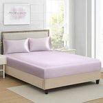 Twin Extra Long Silk Satin Fitted Sheet, Soft Deep Pocket Single Bottom Bed Sheets Sold Separately, Wrinkle Free, Non- Fading, Breathable, Fully Elasticized(Twin XL Size, Light Purple)