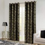 Black Curtains 96 Inches Long for Bedroom 2 Panels Set Heavy Velvet Weather Thermal Insulated Heat Sun Light Blocking Gold Glossy Lavish Sophisticated Window Covering Drapes Curtains for Living Room