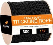 Black Unglazed Trickline Rope - 600 ft x 1/8 inch Theatrical Tie Line Heavy Duty Spool, Cable Management and Wire Tie - for Theatre, Stage Decor, Rigging and Utility Applications