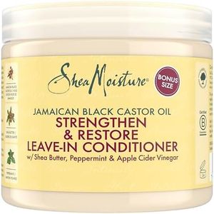 SheaMoisture Jamaican Black Castor Oil Leave-In Conditioner – Sulphate-Free with Shea Butter & Peppermint – Restores Moisture, Softens & Detangles – For Damaged, Colour-Treated & Curly Hair 431 ml
