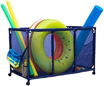 Essentially Yours Pool Noodles Holder, Toys, Floats, Balls and Floats Equipment Mesh Rolling Storage Organizer Bin, Kids Height, Large, (43" W x 25" L x 28" H), Blue Style 563009