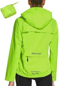 BALEAF bike jacket femmes veste de pluie imperméable respirant randonnée veste d'été coupe - vent veste extérieure veste légère résistante aux intempéries veste de vélo Jaune fluorescent XXL