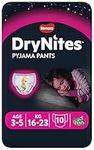 Huggies DryNites, Girls’ Night Time Pants - Sizes 3-5 Years (10 Pants) Monthly Pack - Ultra-Absorbent Pyjama Pants - Unbeatable Night Time Protection