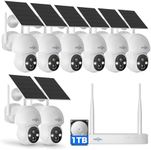 Hiseeu Solar Camera Wireless Outdoor, Home Security Camera System, 2.4G & 5G WiFi, Solar-Powered 4MP 8 Cam-Kit, Color Night Vision, 360° View, Pan & Tilt, 1TB HDD Local Recording, No Montly Fees