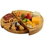 Picnic at Ascot Florence Transforming Bamboo Cheese Board Set, Natural Bamboo, 1.75 x 7.75 x 7.75"