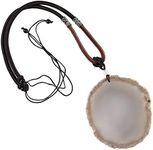 TUMBEELLUWA Stone Pendant Necklace Amulet Reiki Healing Crystal with Nylon Cord Handmade Jewelry for Women,Natural Color Agate Slice