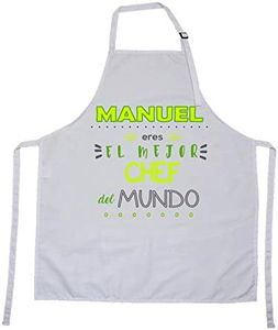 Kembilove Delantal Personalizado Ajustable El mejor chef del mundo - Delantales para Amigos, Padres, Abuelos con nombre personalizado - Regalo Original Padres, Cumpleaños