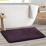Clara Clark Bathroom Rugs, Velvet Memory Foam Bath Mat, Non-Slip, Machine Washable Bath Rugs - Dries Quickly, Ultra Soft Plush Bath Mats for Bathroom, 20 x 32, Dark Purple