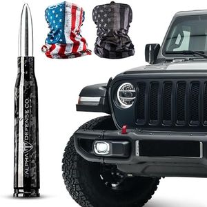 Alpha Defense Round Style Antenna 50 Cal Round Shaped Aluminum Rust Resistant 5.5" Jeep Wrangler + Most Trucks Radio Antenna + Face Shield Alpha Defense Set of 2 (Blackout Digi Camo)