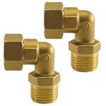 XNTONG 2-Pack Clawfoot Tub Faucet Elbow Adapter Installation Kit, 1/2" IPS Female to 1/2" IPS Male Connector, Brass 90-Degree Water Line Fittings for Bathtub or Shower, 1 Pair